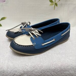 Croft&Barrow Blue And White Color Block Boat Shoes